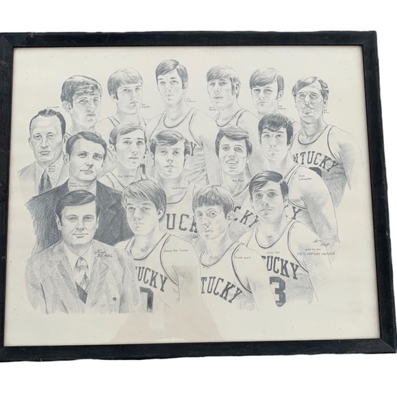 Vintage 1972 1973 Kentucky Wildcats Basketball Print Larry Frost Joe B. Hall